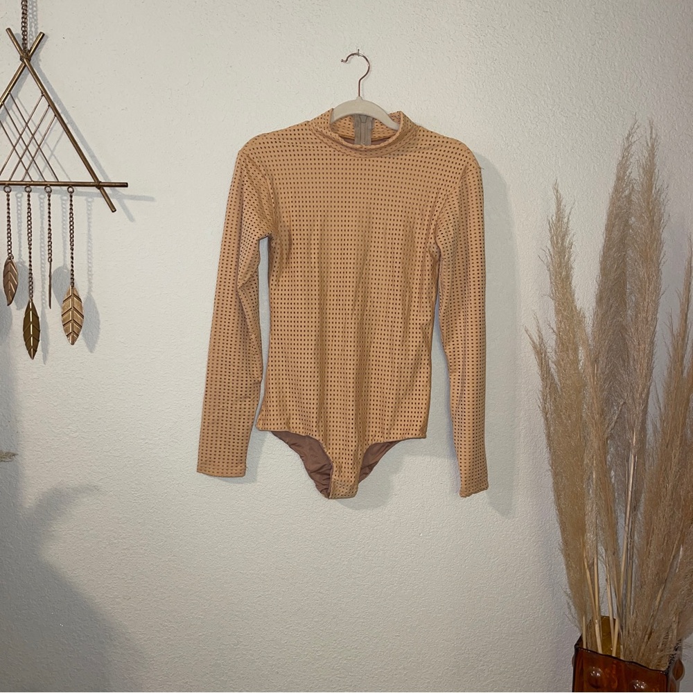 Acacia Swimwear Ehukai Mesh Body Suit Swimsuit Caramel Mesh Size XL